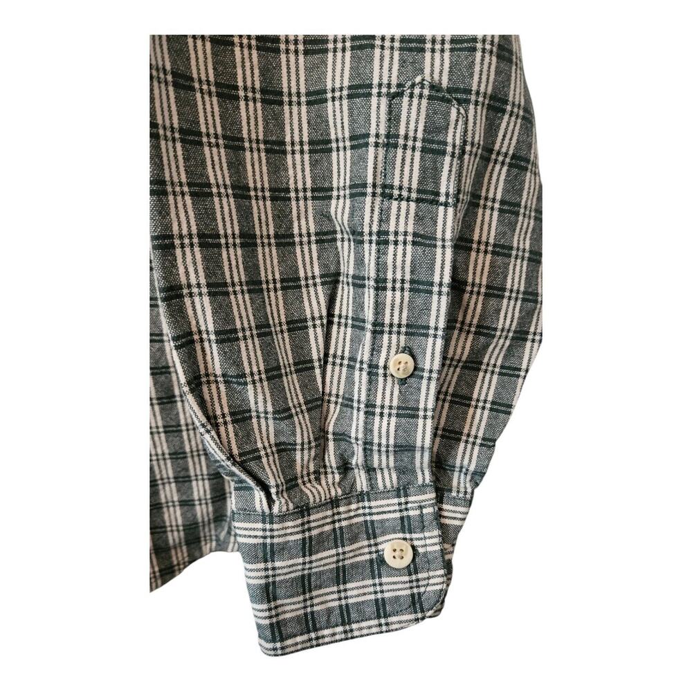 Eddie Bauer Mens XL Green White Plaid Button Down Shirt Button Down Collar - Picture 3 of 9